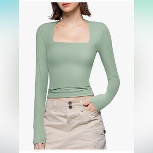 NWT PUMIEY Square Neck Long Sleeve T Shirts Slim Fit Smoke Cloud Pro Collection